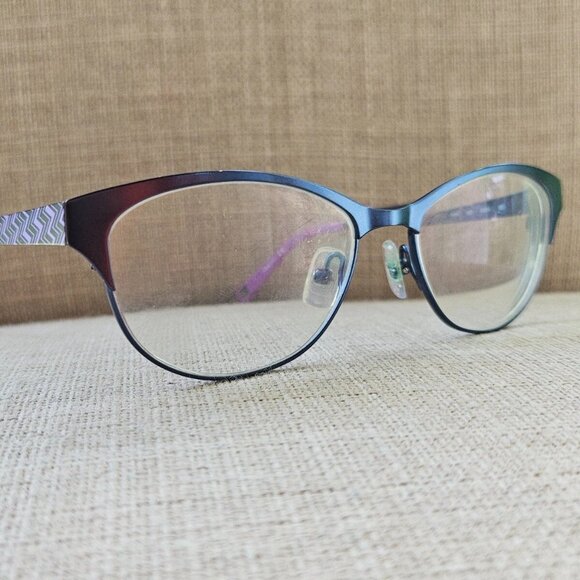 Marchon NYC Women Glasse Frame UPTOWN ROW Dark Blue/Pink Tone 51[]15 135 - Picture 1 of 12